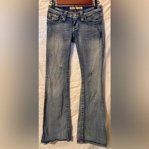 Big Star Sweet Ultra Low Rise Medium Blue Wash Denim Jeans 24R